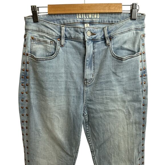 Idyllwind Miranda Lambert Light Wash Side Studded Flare Jeans 10Wx34L Distressed - Picture 2 of 10